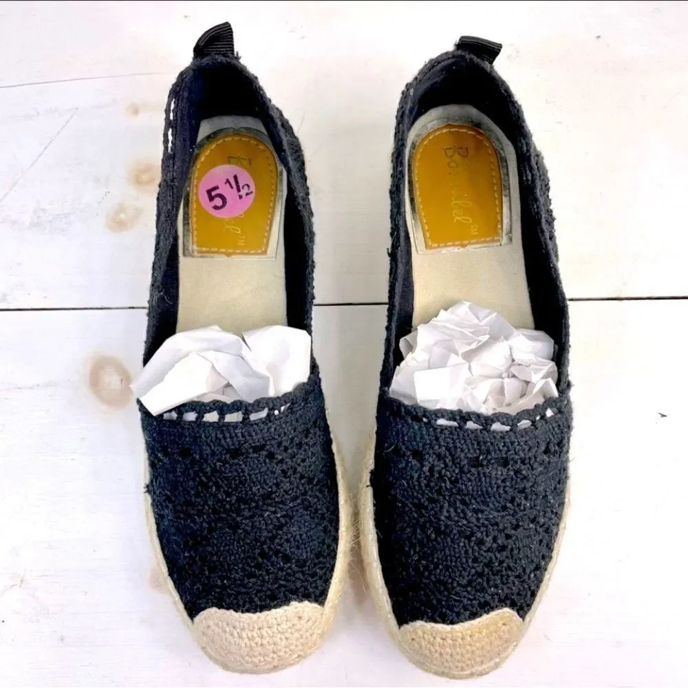 Bonnibel black crochet espadrilles 5.5 slip on